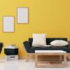 interior poster mock up living room with colorful white sofa . 3d rendering.