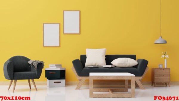 interior poster mock up living room with colorful white sofa . 3d rendering.