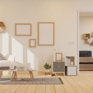 interior poster mock up living room with colorful white sofa . 3d rendering.