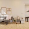 interior poster mock up living room with colorful white sofa . 3d rendering.