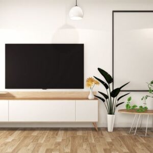 mock up tv cabinet in modern empty room japanese zen style,min