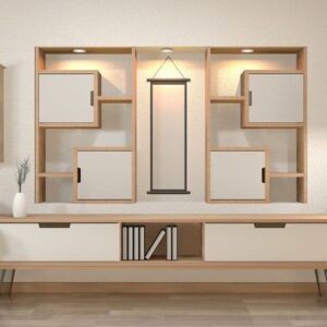 cabinet and decoration in modern zen empty room,minimal designs