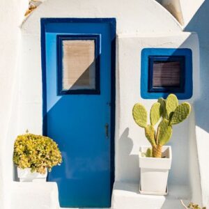 typical architecture of houses on the island of santorini in gre