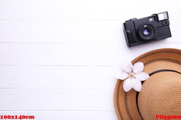 traveler accessories on white wooden background travel vacation concept. summer background.