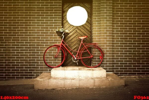 vintage retro old red bike on the street.