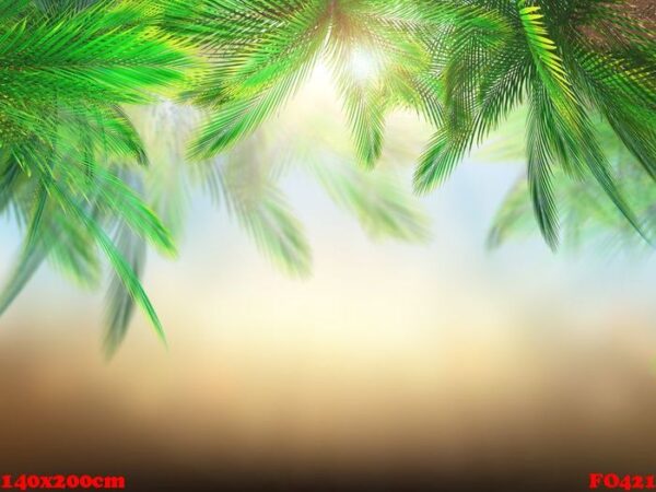 3d palm tree leaves against defocussed background