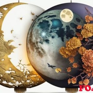 chinese moon festival decoration on white background