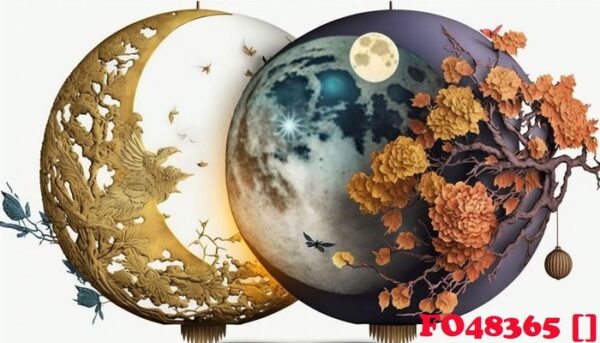 chinese moon festival decoration on white background