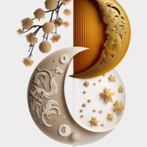 chinese moon festival decoration on white background