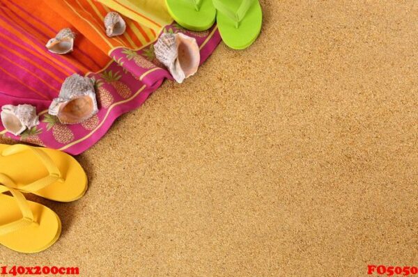 beach background with flip flops