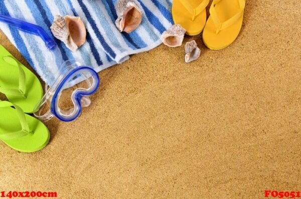 beach background with flip flops