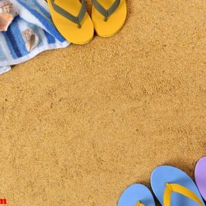 beach background with flip flops