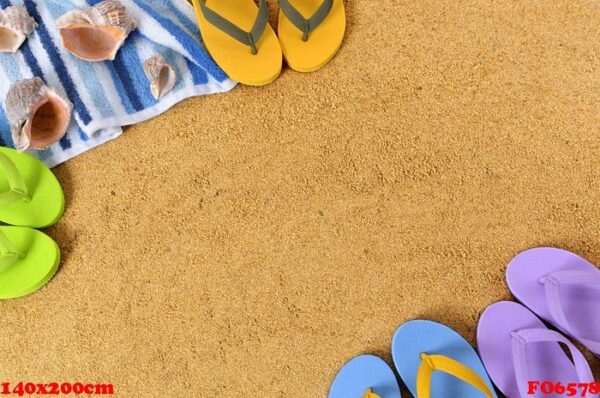 beach background with flip flops