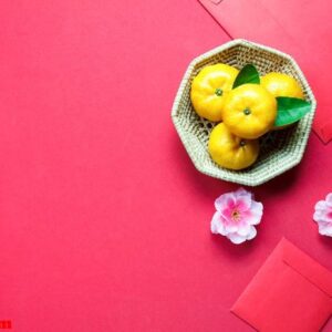 top view accessories chinese new year festival decorations.orang