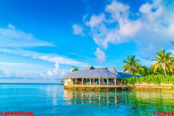 beautiful water villas in tropical maldives island at the sunris