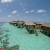 aerial view of a tropical island in turquoise water. luxurious o