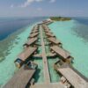 aerial view of a tropical island in turquoise water. luxurious o