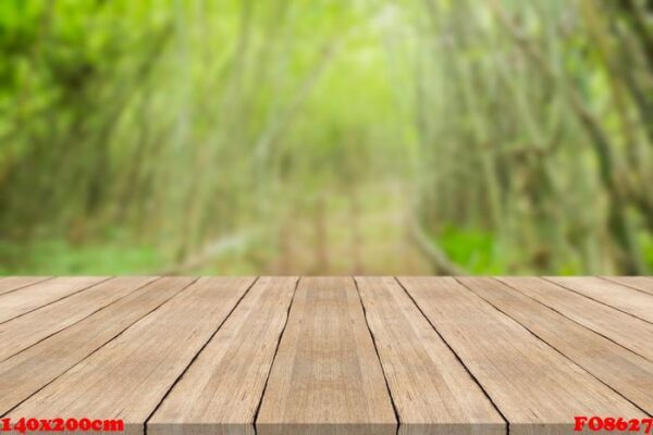 empty wood table top on nature green blurred background,space fo