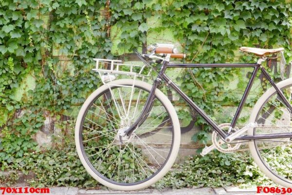 black old retro bicycle with leather seat