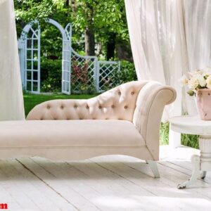 summer garden gazebo with curtains and sofa for relaxation.