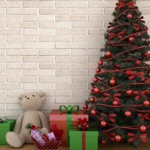 bear with gift and christmas tree in kid room or living room