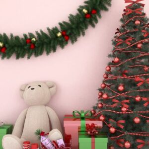 bear with gift and christmas tree in light pink room artwork