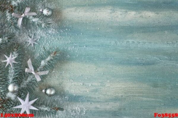 christmas background with fir twigs, silver trinkets and stars o