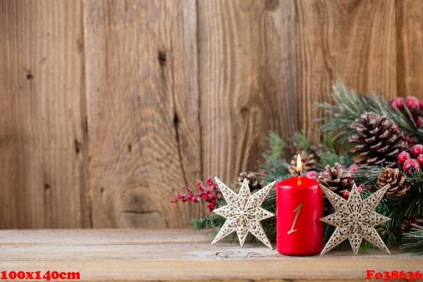 christmas greeting card. festive decoration on wooden background