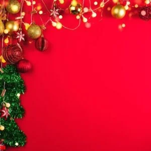 christmas decoration balls and ornaments over abstract bokeh bac