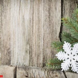 christmas decoration with fir branches on the wood background.