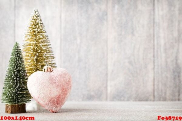 christmas fir branch and decor, on the wooden background.