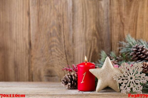 christmas greeting card. festive decoration on wooden background