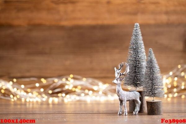 colorful christmas tree on wooden, bokeh background.