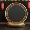 3d render of black podium chinese decoration for product presentration