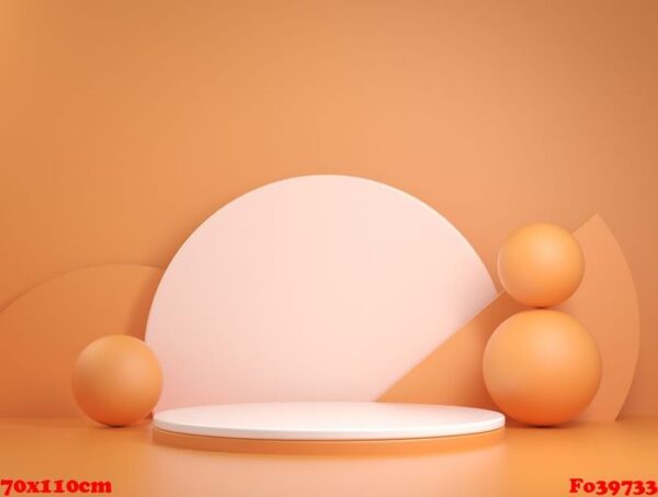 abstract minimal orange stage geometric concept 3d render