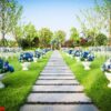 beautiful wedding flower arrangement of seats along the aisle