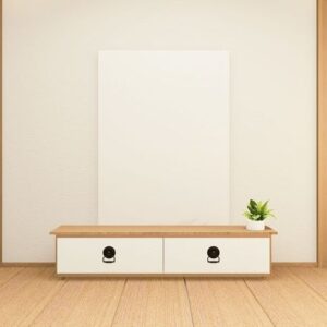 cabinet in japanese living room on white wall background,3d rend