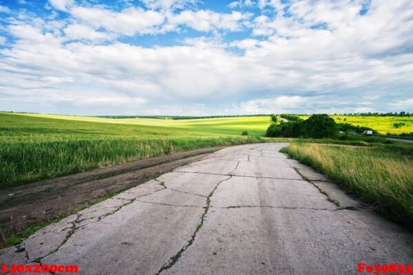 cracked asphalt road in the field