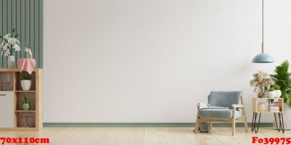 the interior has a armchair on empty white wall background.