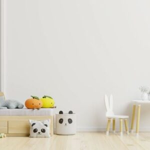 mockup wall in the children's room with chair set./wall white colors background.