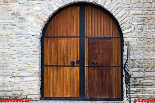 old wooden gate with door close up. retro design