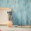 paint brushes on the desk on abstract background