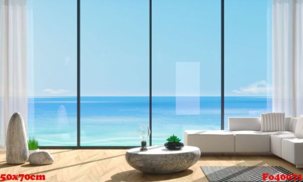 panoramic window villa with blue sea views