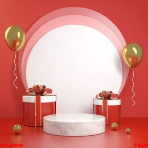 red celebration podium with gifts box set 3d render