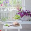 white vintage interior with flowers