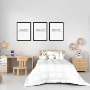 white child bedroom interior for mockup, 3d rendering