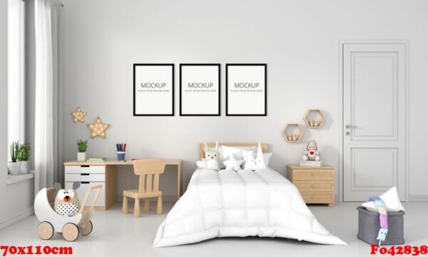 white child bedroom interior for mockup, 3d rendering