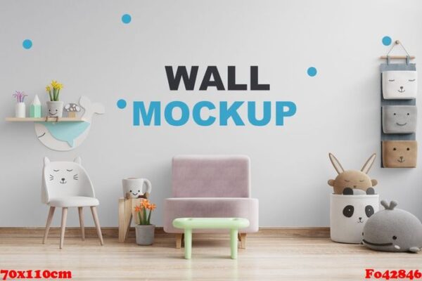 mockup wall in the children's room on wall white colors backgrou