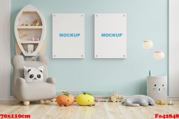 mock up poster frame in children room,kids room,nursery mockup,b