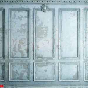 classic wall of old stucco panels blue paint